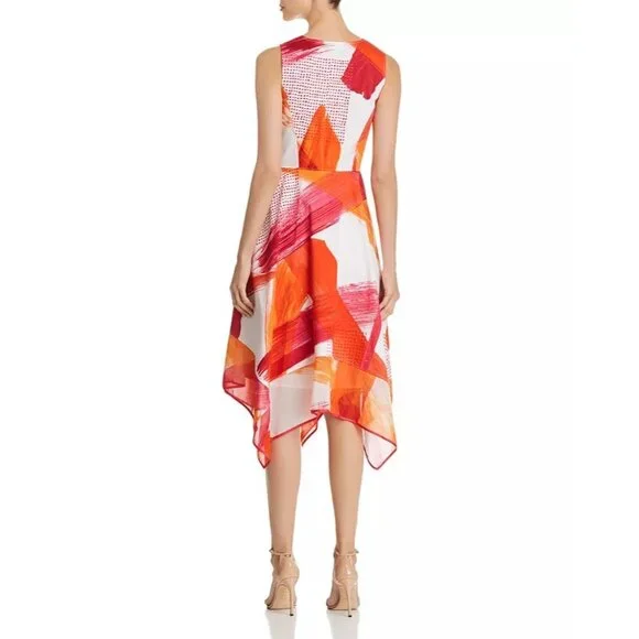 Donna Karan New York Dress Women Size 2 Abstract Handkerchief Hem City Couquette - Picture 6 of 16